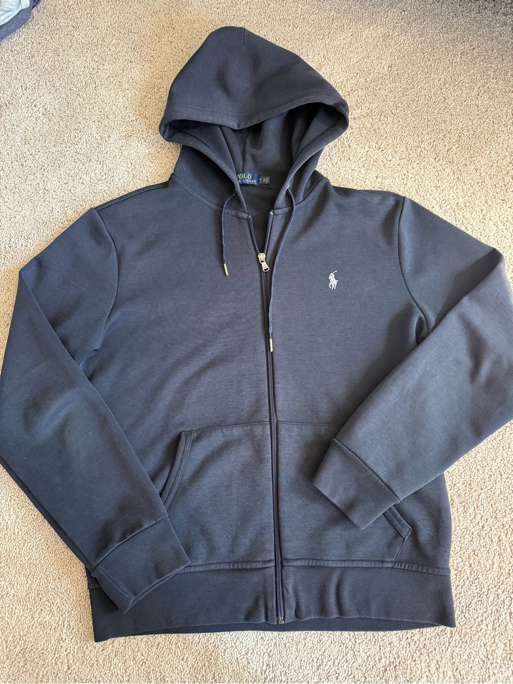 Polo by Ralph Lauren Navy Zip-Up Hoodie Sweatshirt Medium